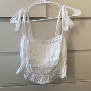 Princess Polly Mariner Top White lace trim crop top